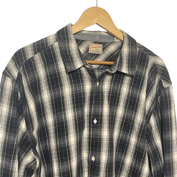 Scotch & Soda Men's XXL Black & Grey Long Sleeve Flannel Button Down Shirt - Picture 3 of 5